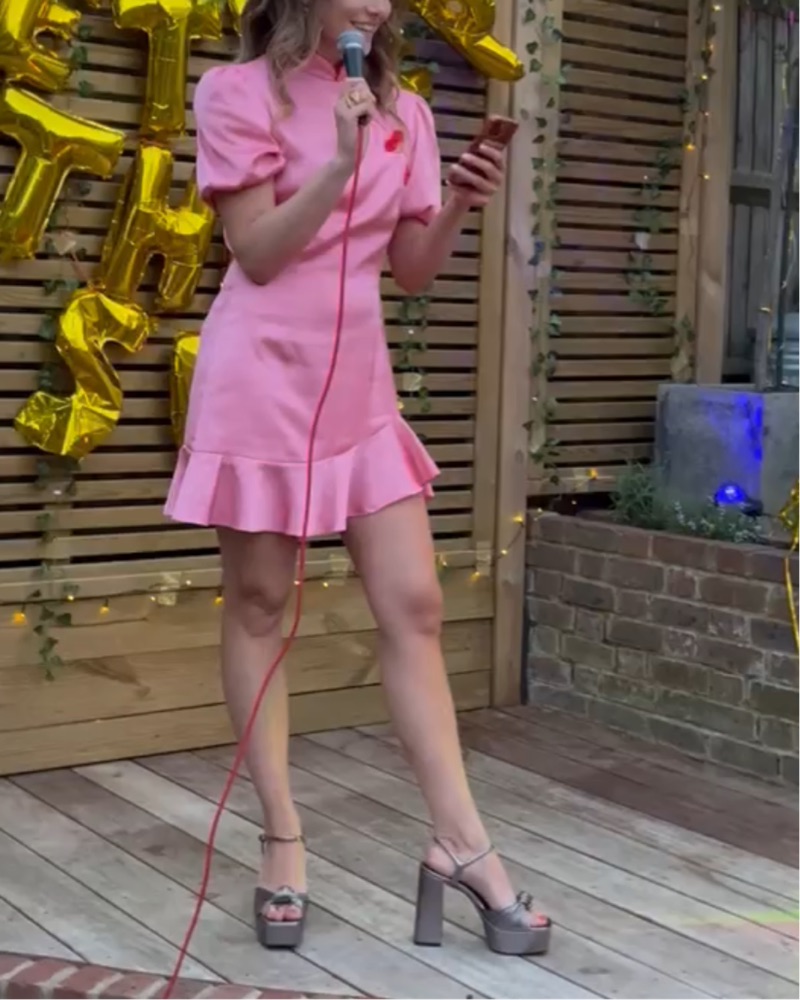 de la vali pink dress AGUA MAXI DRESS IN BLUSH CRINKLE CHIFFON  DE LA VALI OFFICIAL