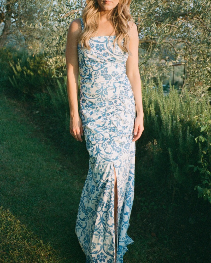 Carolina Herrera Blue &White Toile Gown by Carolina Herrera - Pickle