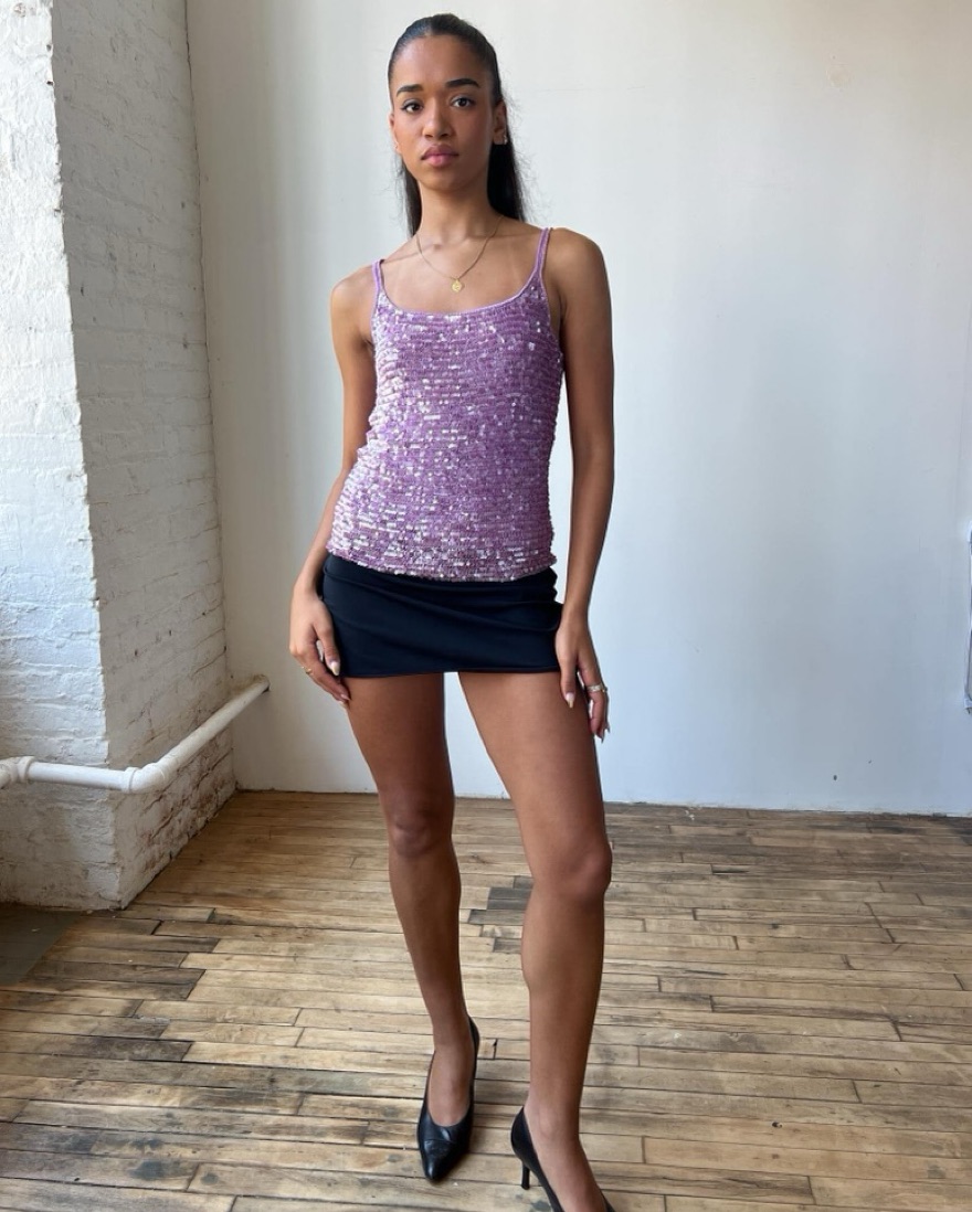 Y2k Purple Beaded Tank by No Brand - Pickle