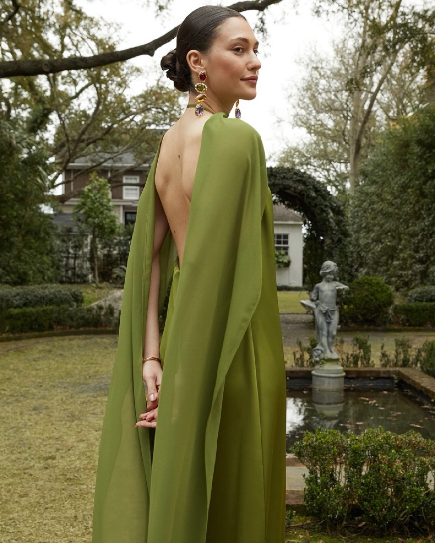 dress with neck scarf Muse Bandeau Draped Maxi Dress With Neck Scarf – kalisa main image 1