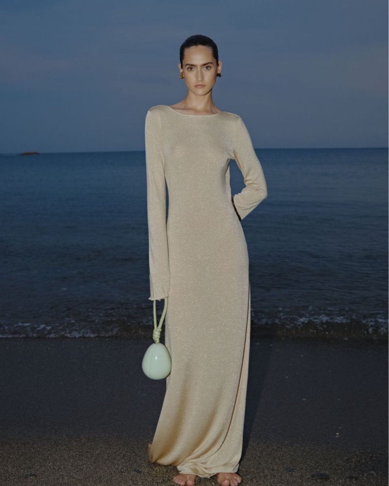Boabab Gold Long Sleeve Maxi CoverUp by Baobab - Pickle
