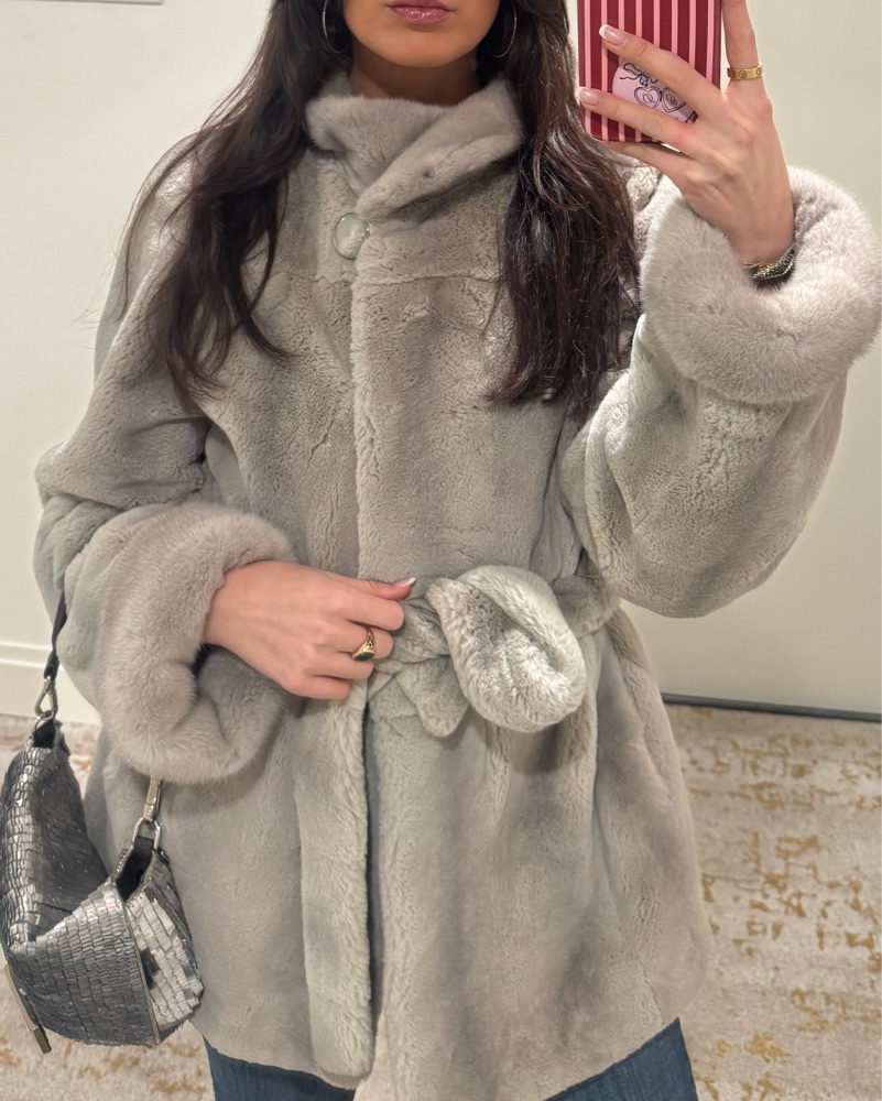 Apparis Grey Faux Fur Coat by Apparis | Pickle