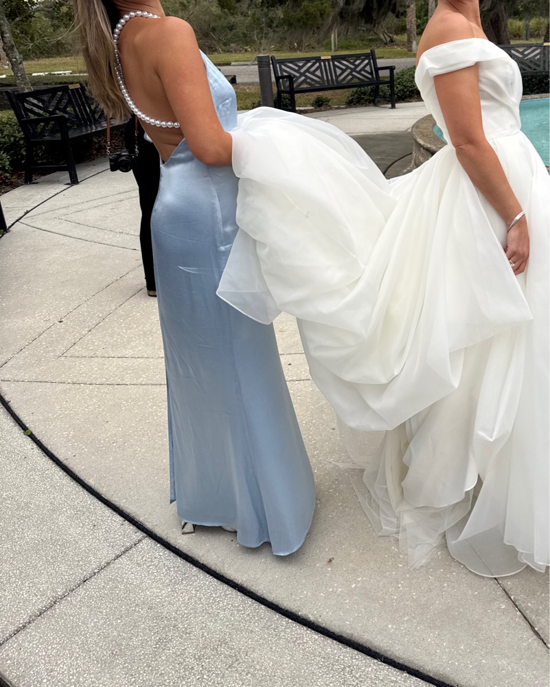 Meshki Blanche Satin Pearl Halter Dress by Meshki - Pickle