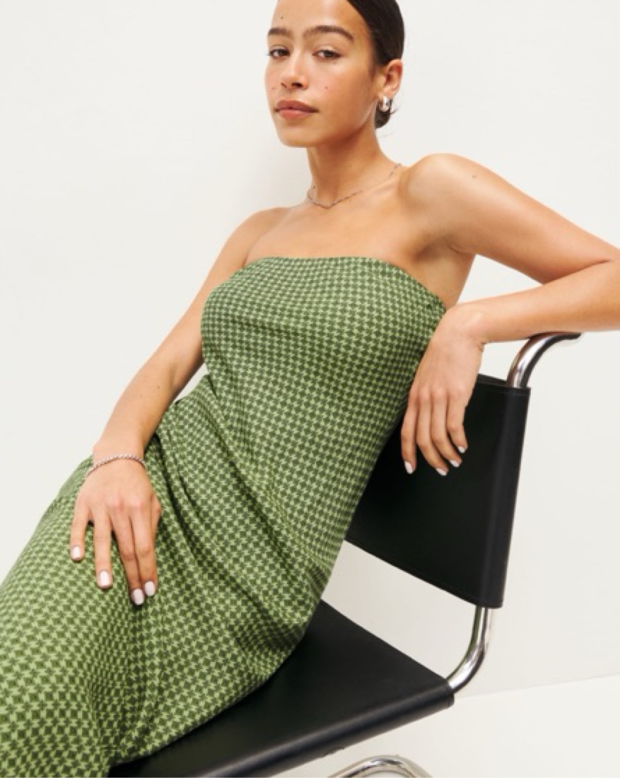 Reformation Strapless Green Dress | Pickle