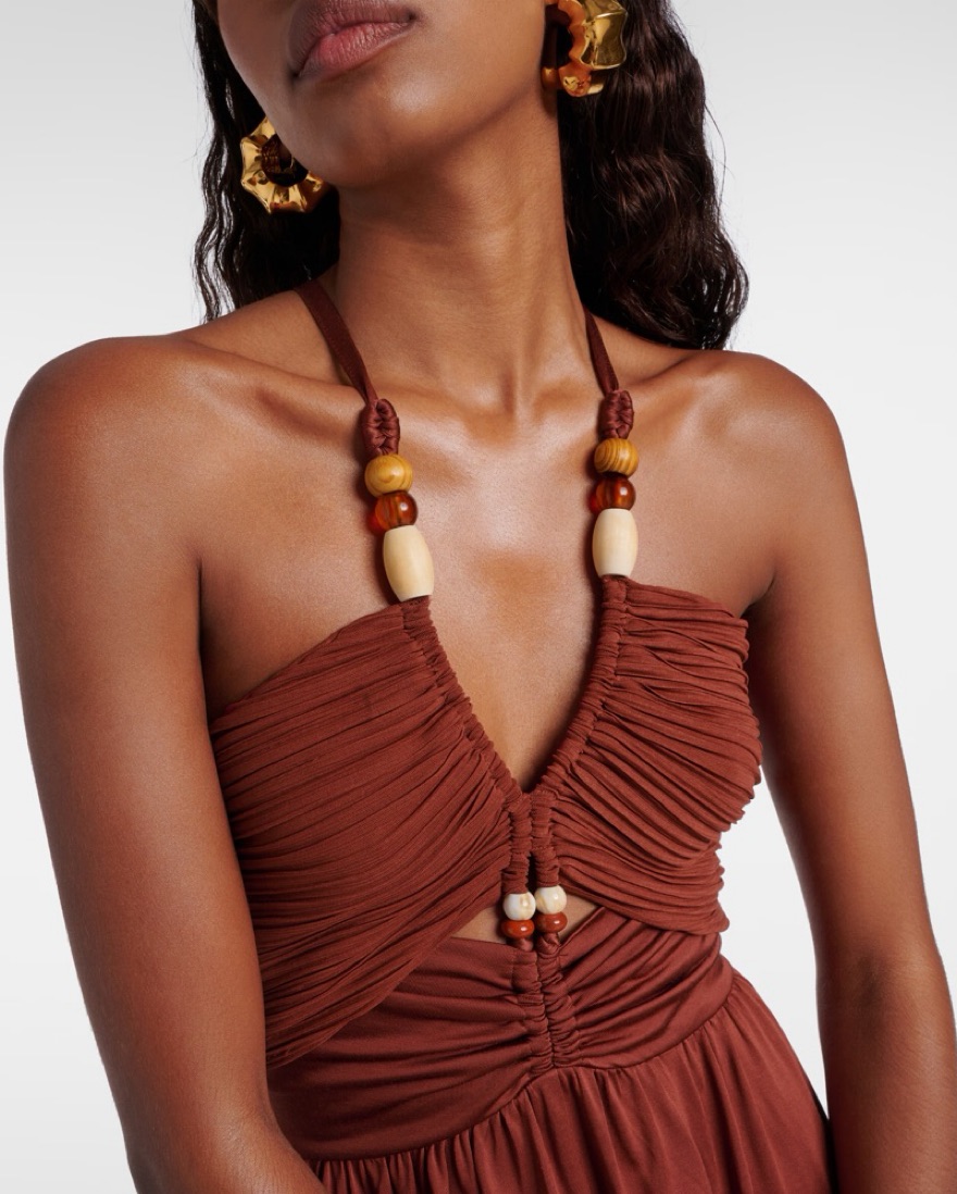 DVF Caty beaded halterneck maxi dress by Diane von Furstenberg - Pickle