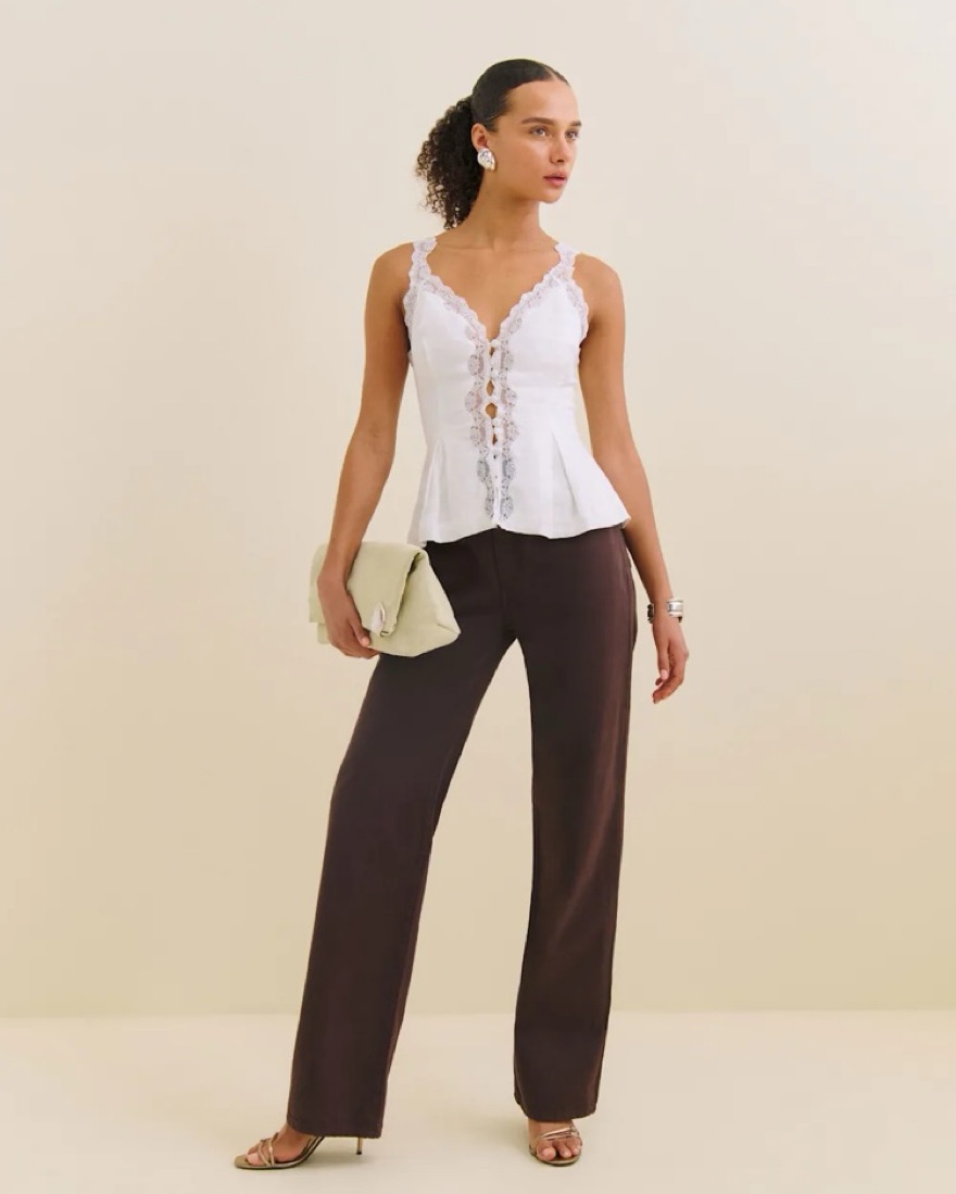 Reformation Josefina Linen Top by Reformation - Pickle