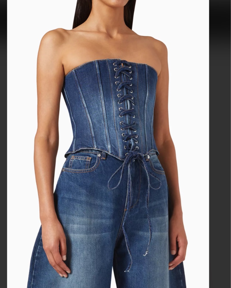 【INCHANT ME】[StrapSET] Denim Bustier Long Flared One Piece Denim Bustier Dress - Blue | Levi's® US