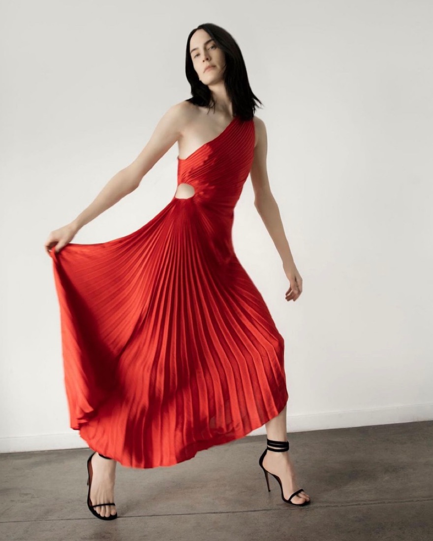 a.l.c. delfina pleated maxi dress ALC Delfina Pleated Dress In Bellflower by ALC