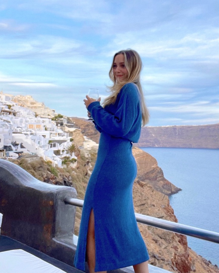 blue ribbed sweater dress Blue Ribbed Knit Fitted Maternity Midi Sweater Dress – PinkBlush