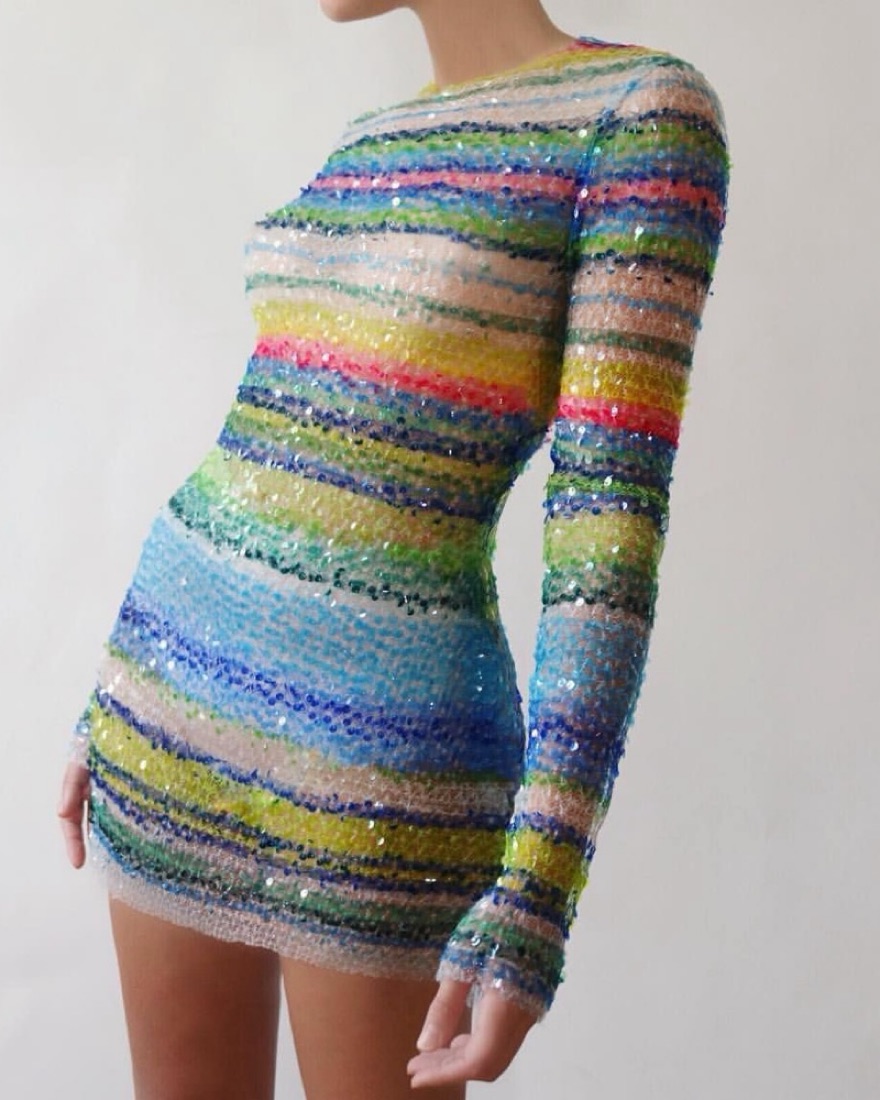 Lirika Matoshi Rainbow Sequin Dress by Lirika Matoshi - Pickle