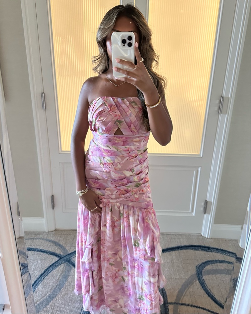 estefany dress in pink floral Estefany Dress In Pink Floral by Astr The Label