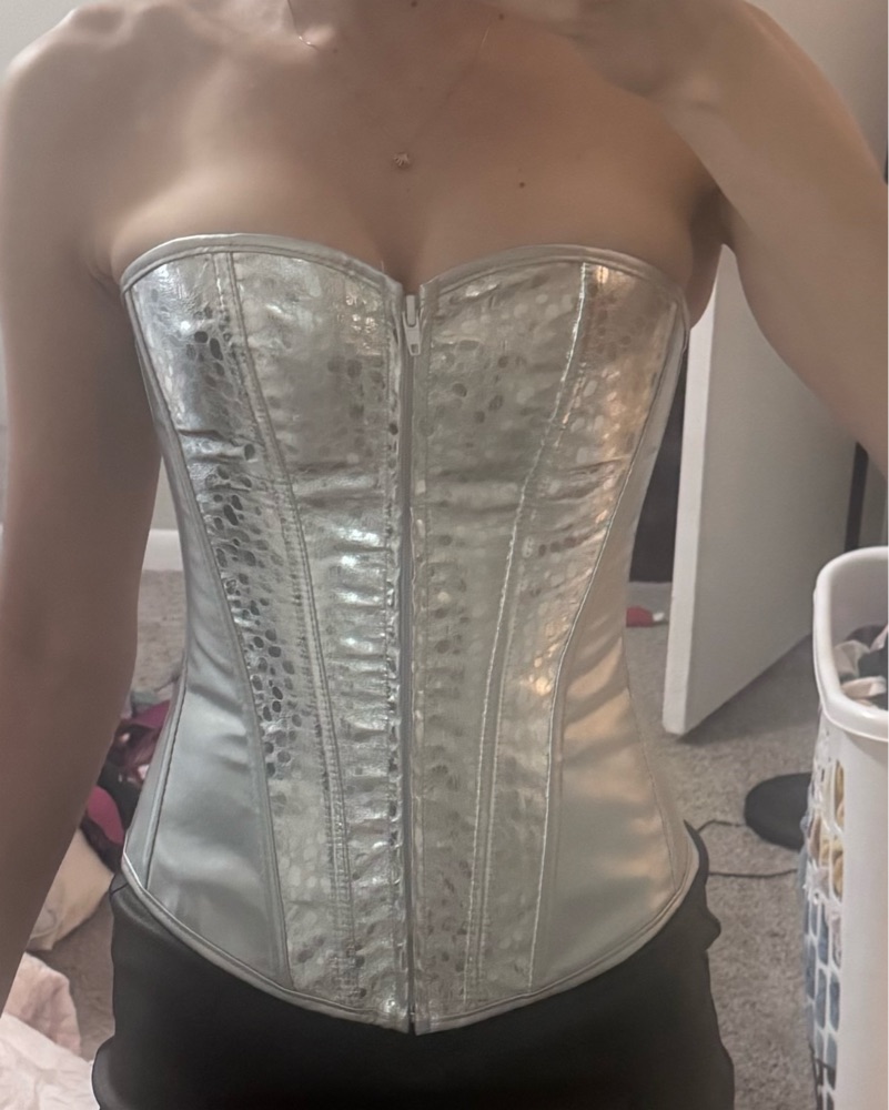 Metallic Silver “Leather” Corset | Pickle