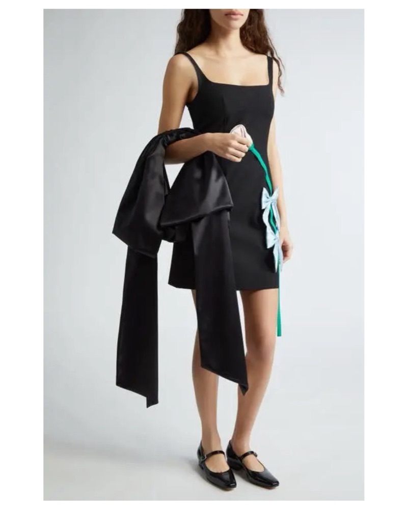 Sandy Liang Black Satin Regalo Bow Bag by Sandy Liang - Pickle