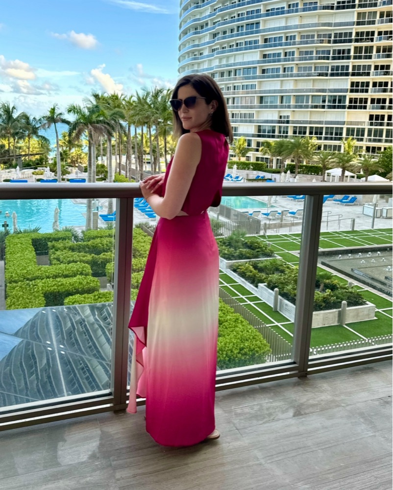 maje pink dress Satin dress with ruffles