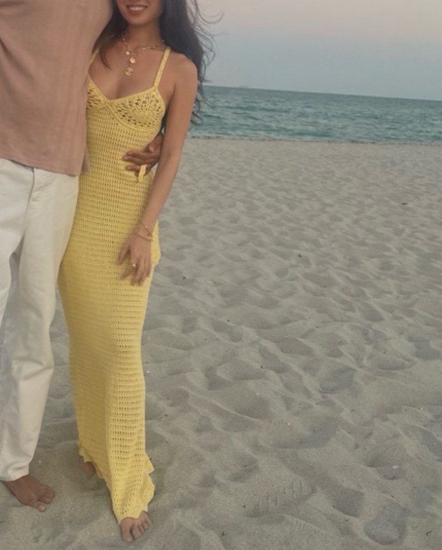 Crochet Knit Maxi Dress Butter Yellow by Meshki - Pickle