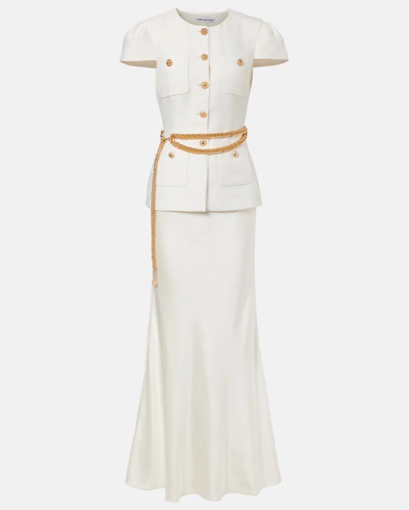 SELF-PORTRAIT Belted Maxi Chain Dress by Self-Portrait - Pickle