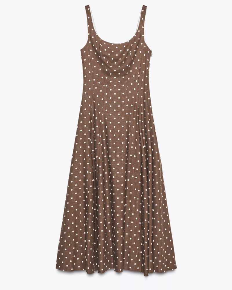 Brown Polka Dot Midi Dress by ZARA - Pickle