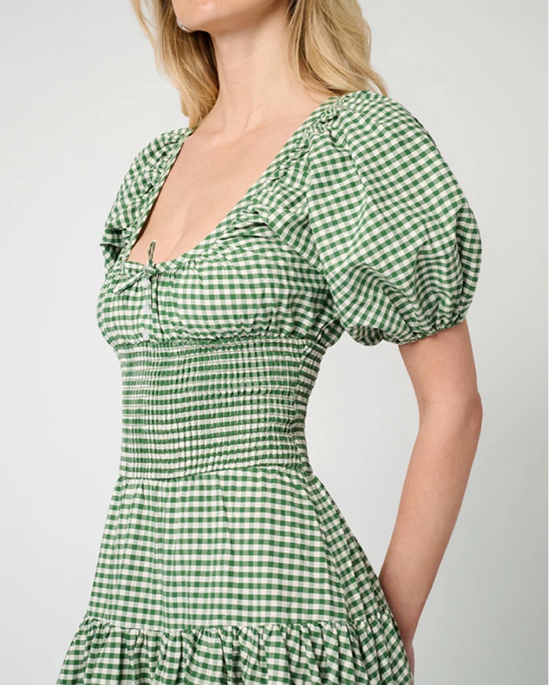 Gingham Smocked Puff Sleeve Dress by WeWoreWhat - Pickle