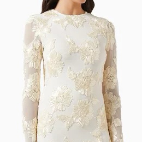 ROTATE ワンピース Bridal Rosita floral-applique mesh 926701 Bridal Rosita floral-appliqué mesh minidress in white