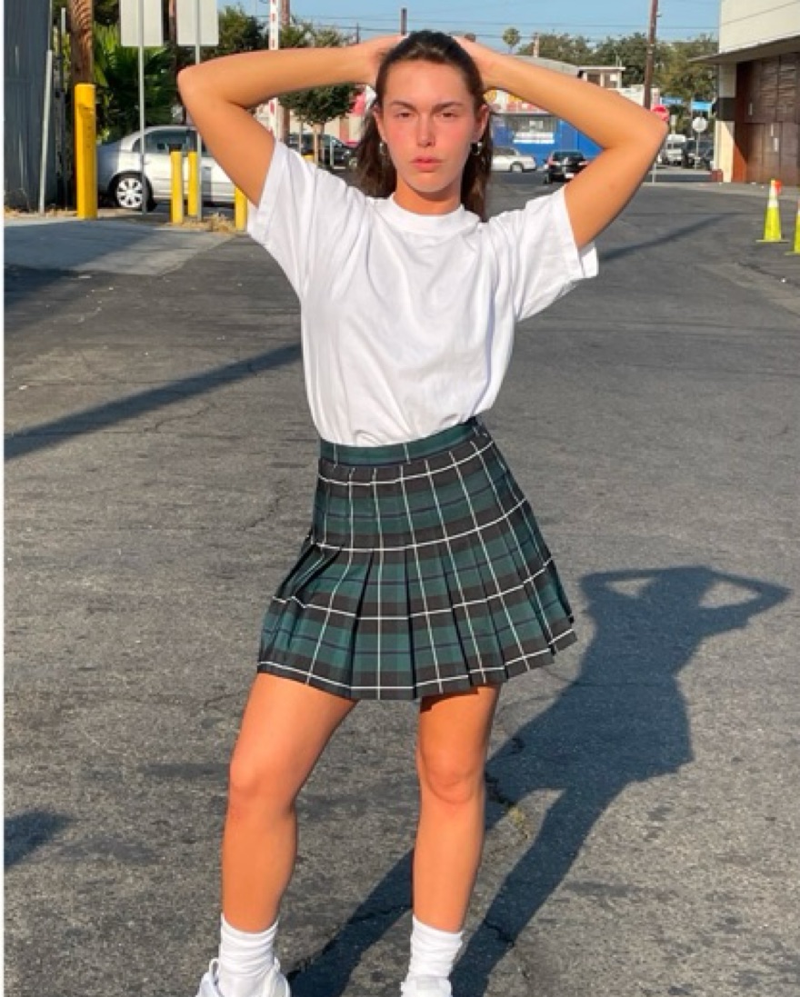 スカート Melange Flannel Skirt - GREEN Los Angeles Apparel Blair Plaid Skirt | Pickle
