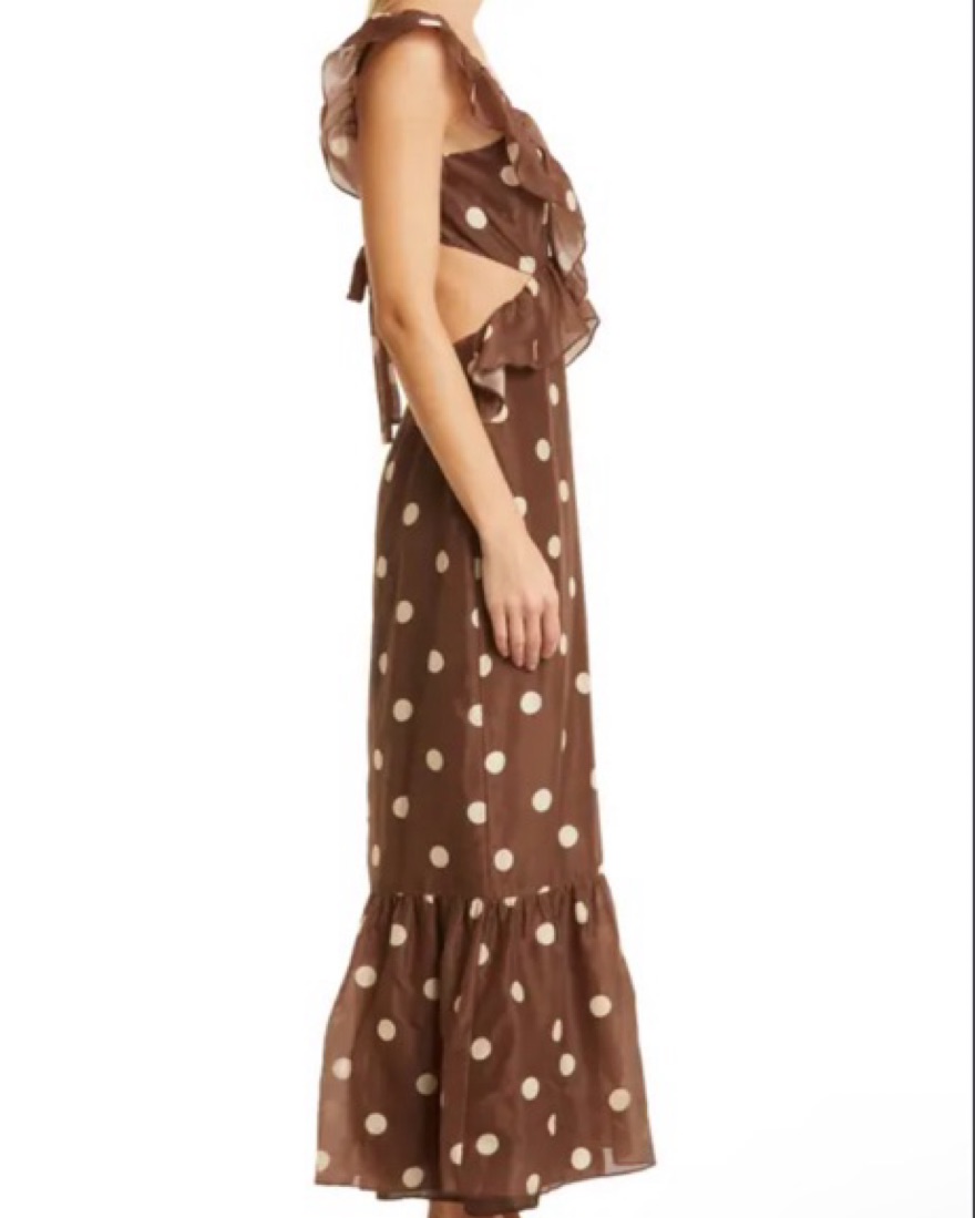【LOULOUSEOUL】Cherry Dot Frill Dress (Brown) Sir The Label Vivi Frill Maxi Dress | Pickle