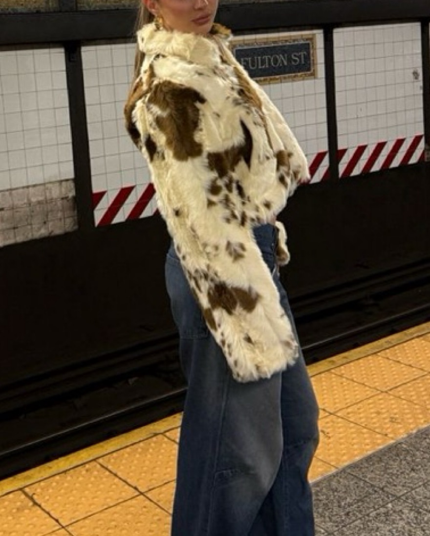 ZARA アニマル柄フェイクファーイヤーマフ 3920/052 ZARA ANIMAL PRINT FAUX FUR COAT LEOPARD NEW FW24/25 SIZES XS