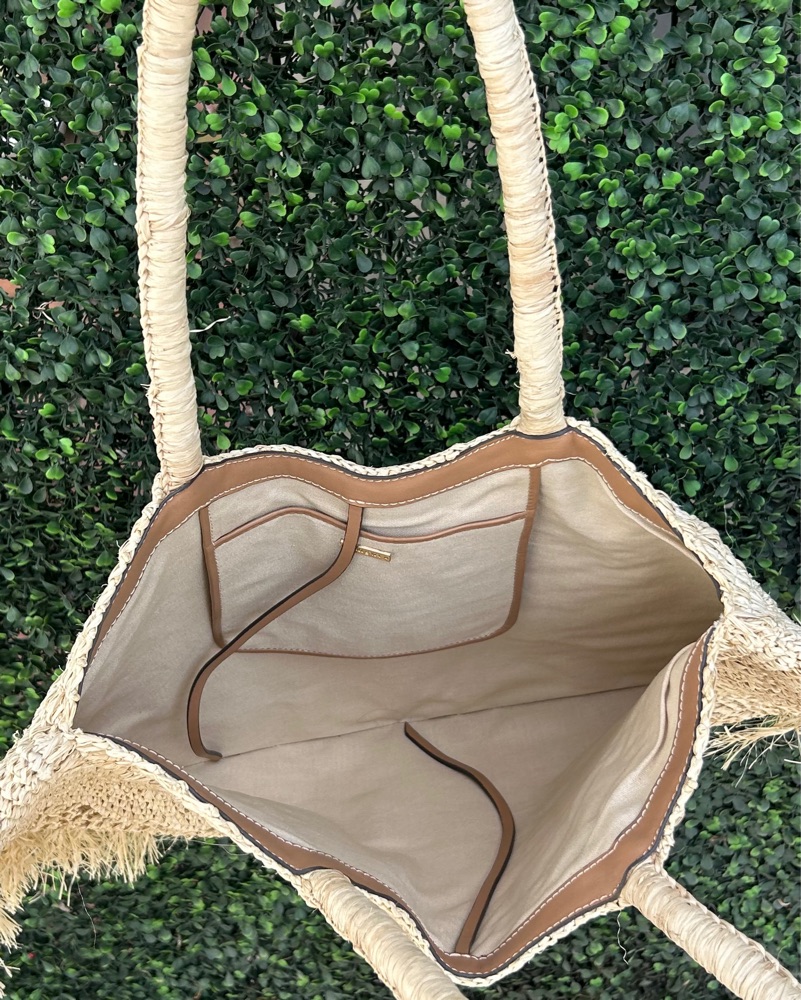 Cult Gaia Lucia Tote - Raffia Material by Cult Gaia - Pickle