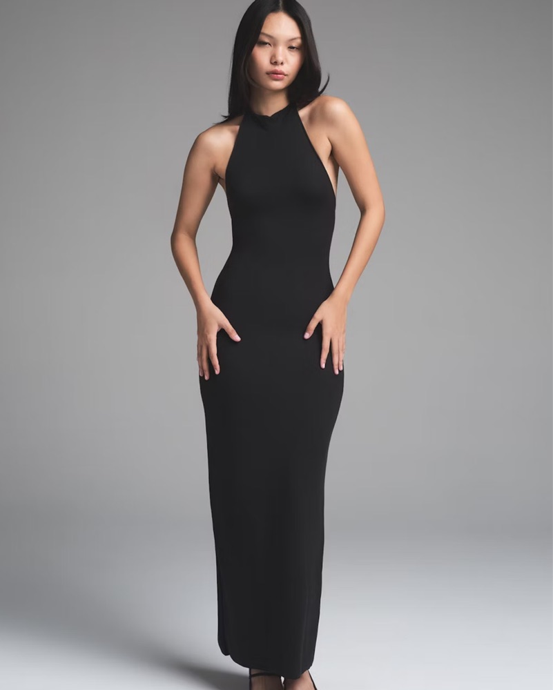 halter neck dress pear shaped Savanna Halter Open Back Maxi Dress | Pearl | Dresses