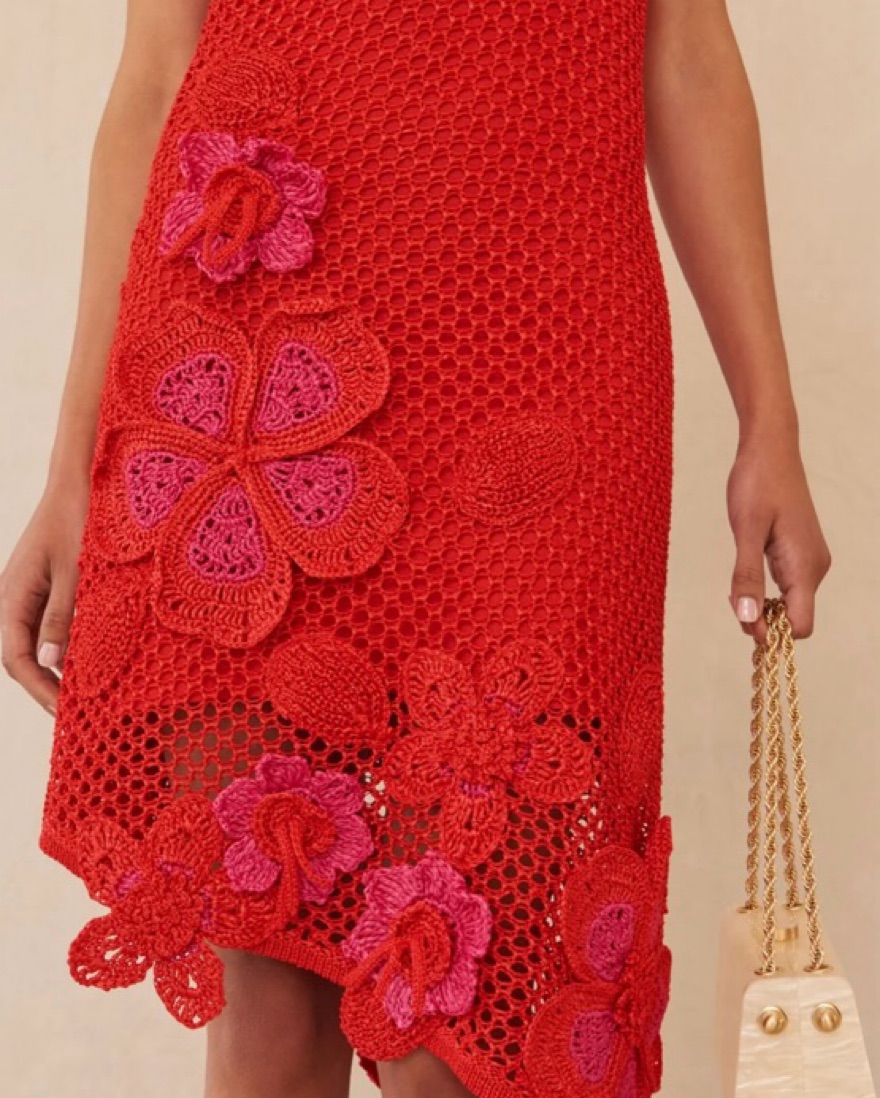 cult gaia red crochet dress Cult Gaia - Kaela Knit Dress