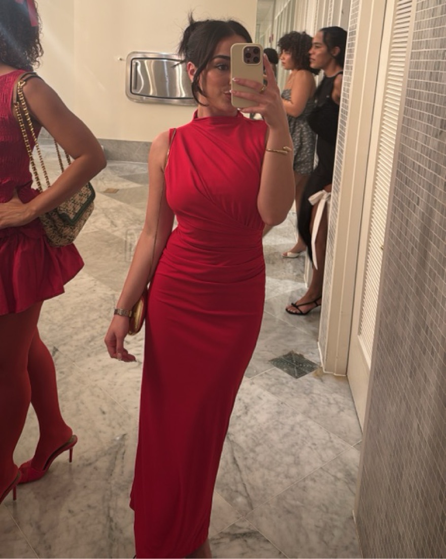red midi dress zara Wrap boosting print and ready yourself for all the incoming compliments. zara red velvet dress Halter