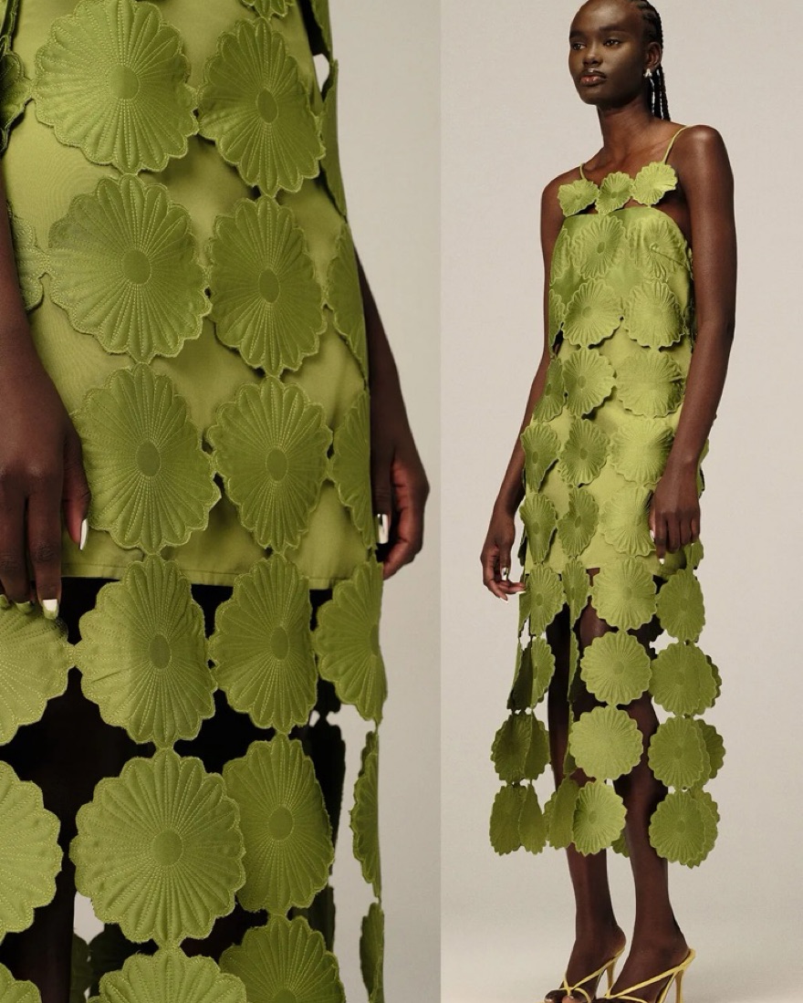 ARRANGE Cutwork Floral Midi Dress by ASOS - Pickle