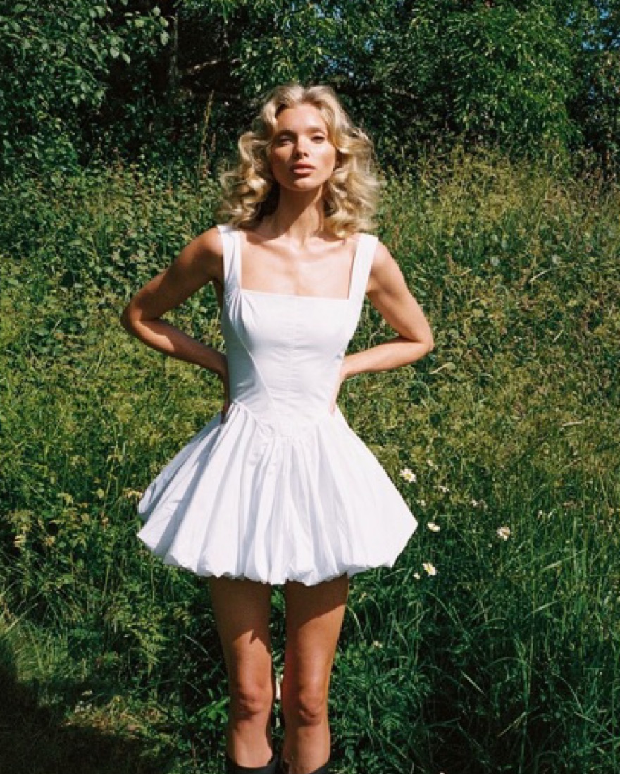 HELSA Poplin Bubble Mini Dress White | Pickle