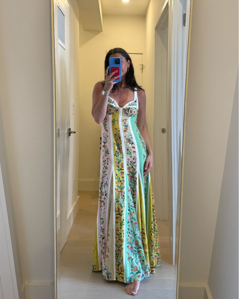 strapless open back dress Pink Folk Party Maxi Dress – belletique