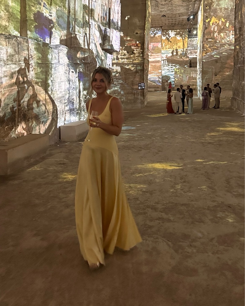 Yellow Satin Drop Waist Maxi by Rare London - Pickle