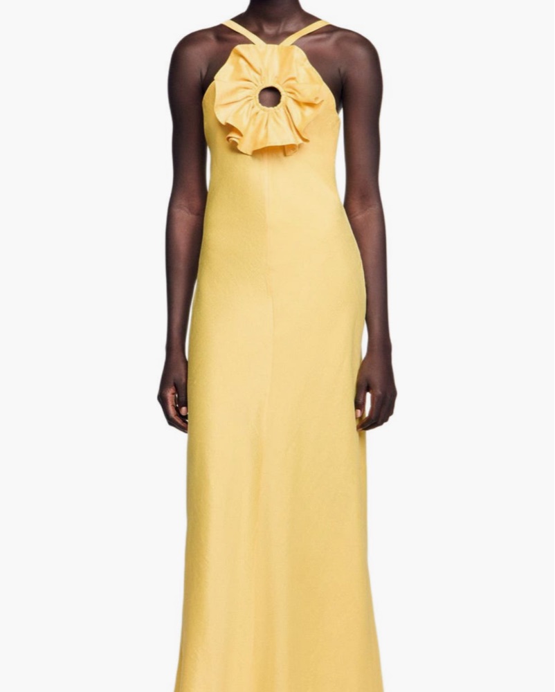 sandro yellow dress Zik Zak Summer in Orange and This rhinestone embellished dress is crafted from 52% viscose Dresses for women | Sandro