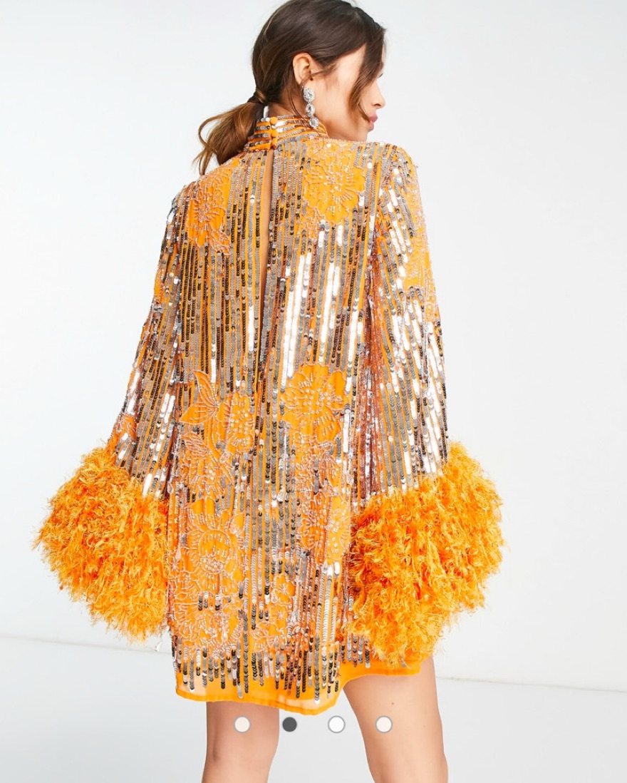 purple and yellow mini dress Purple Sequin Floral Detail Square Neck Mini Dress