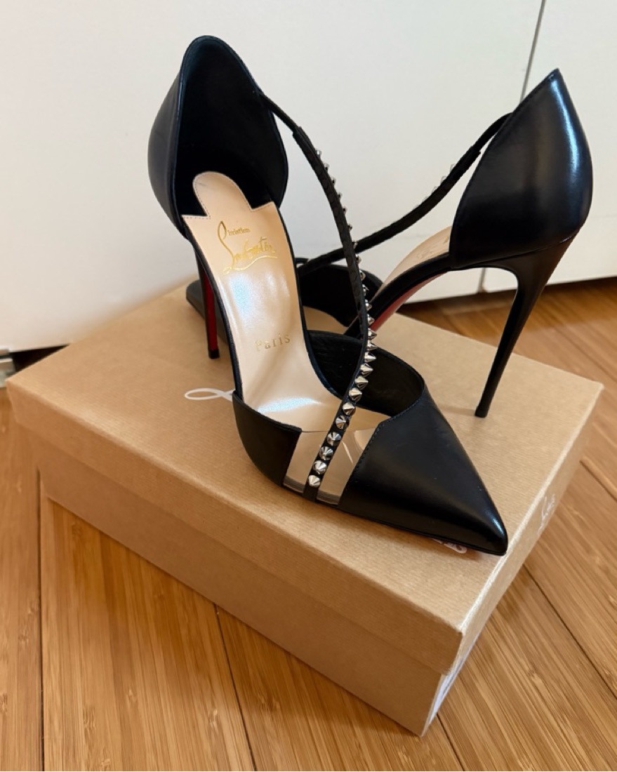 Louboutin Black Leather Spike Pumps by Christian Louboutin - Pickle