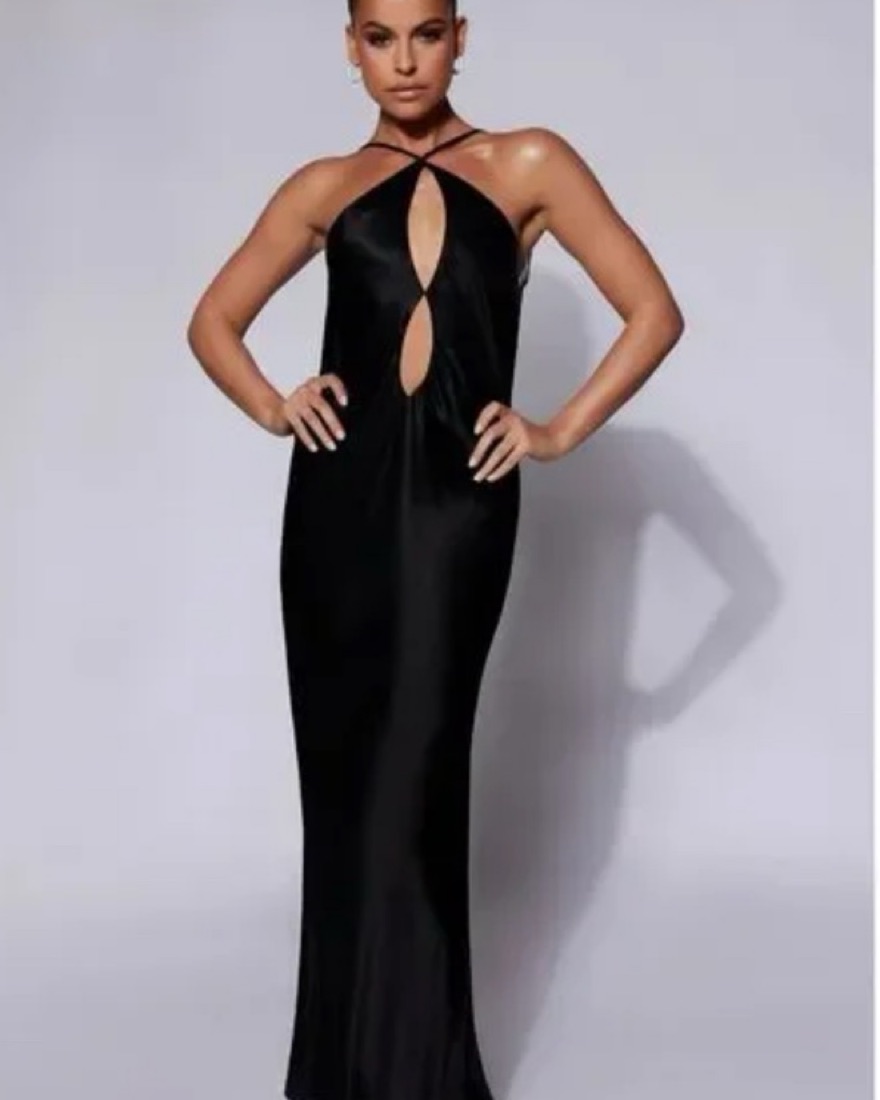 meshki lucia satin cut out maxi dress Meshki Lucia Satin Cutout Maxi Dress by Meshki