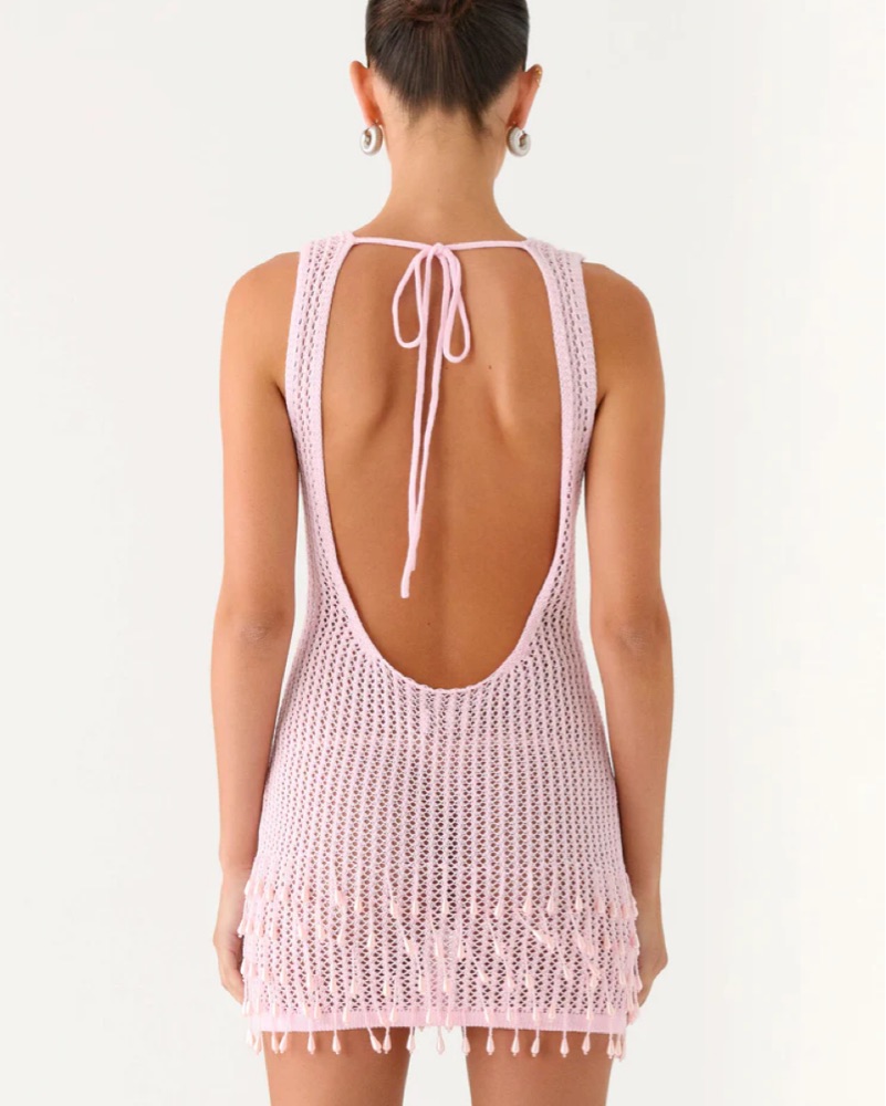beaded crochet mini dress Miracle Beaded Crochet Mini Dress