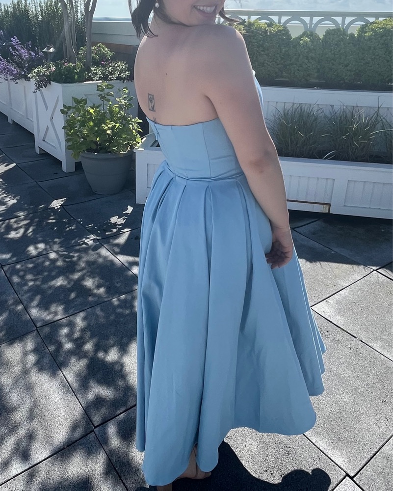house of cb blue strapless dress 'Audrey' Tuscan Blue Strapless Midi Sundress