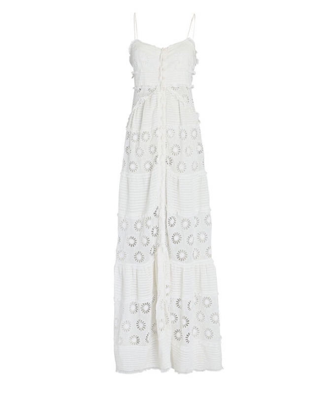 drake tiered ruffle eyelet maxi dress isabel marant Isabel Marant Drake Tiered Ruffle Eyelet Maxi Dress In White - 55% Off
