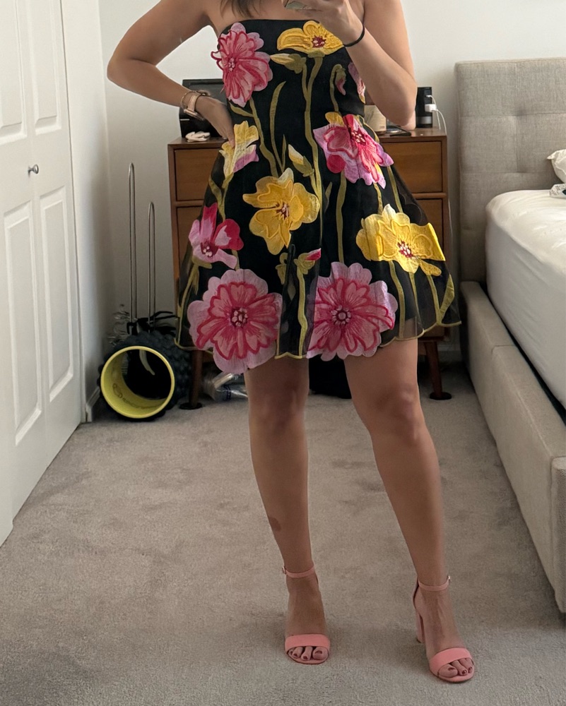 Strapless Floral Organza Mini Dress by Anthropologie - Pickle