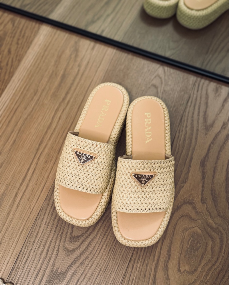 Prada Raffia Platform Slides by Prada | Pickle
