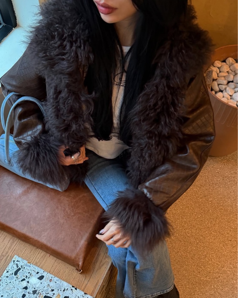 Charlotte Simone Brown Leather Croc Coat by Charlotte Simone - Pickle