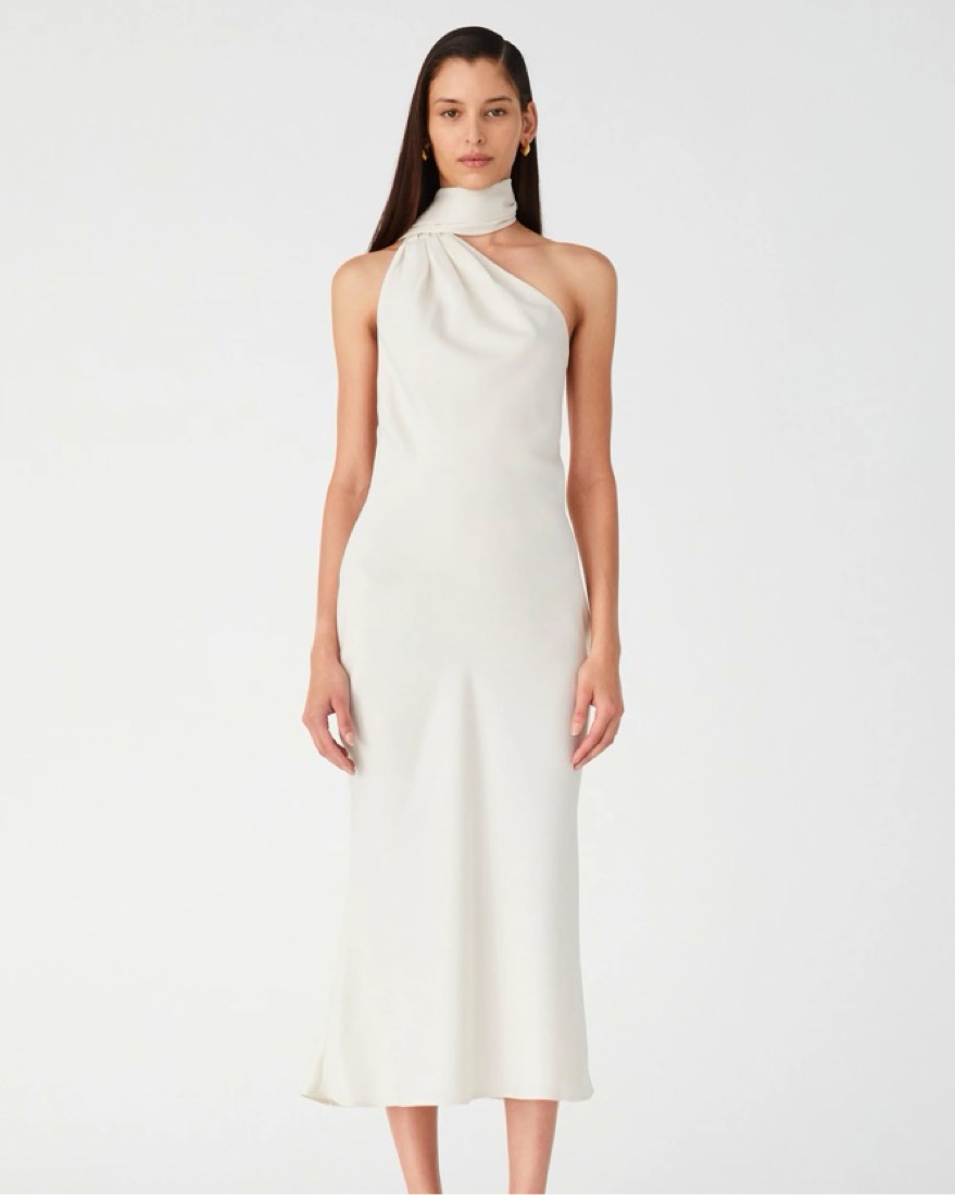 Misha Vivica Satin Midi Dress In Wite by Misha - Pickle