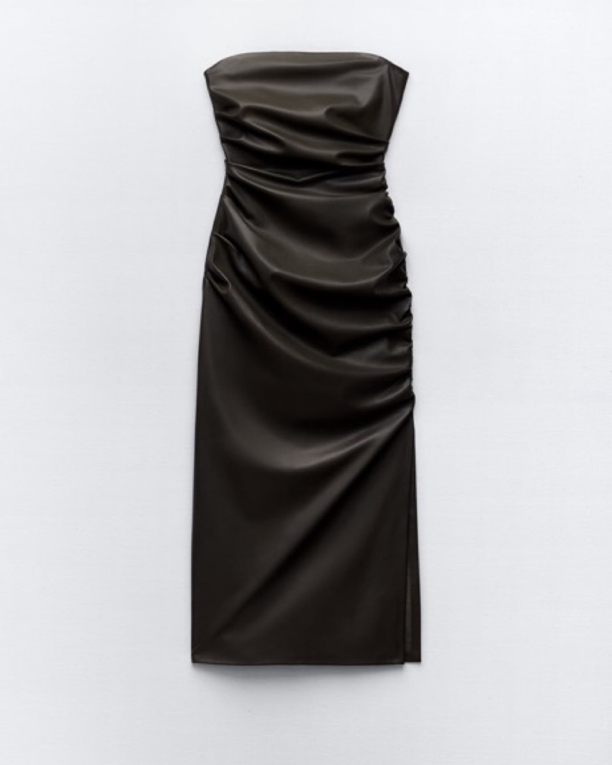 Zara Leather Dark Green Dress by Zara - Pickle
