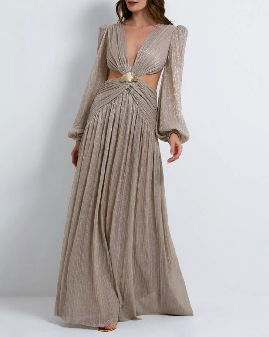 PatBo Metallic Gold Cutout Maxi Dress by PatBo - Pickle