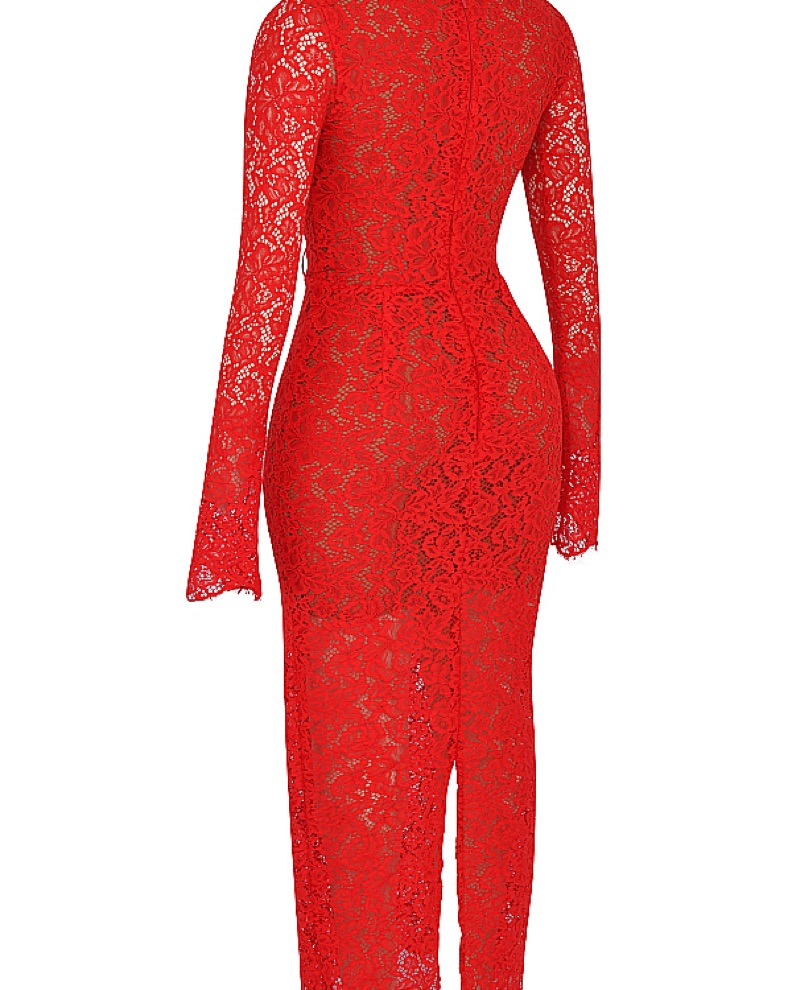 House Of CB LISANDRA RED LACE DRESS by House of CB - Pickle