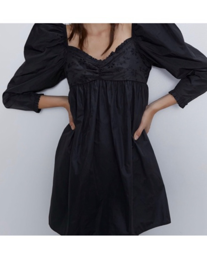Zara Long Sleeve Poplin Mini Dress by Zara - Pickle