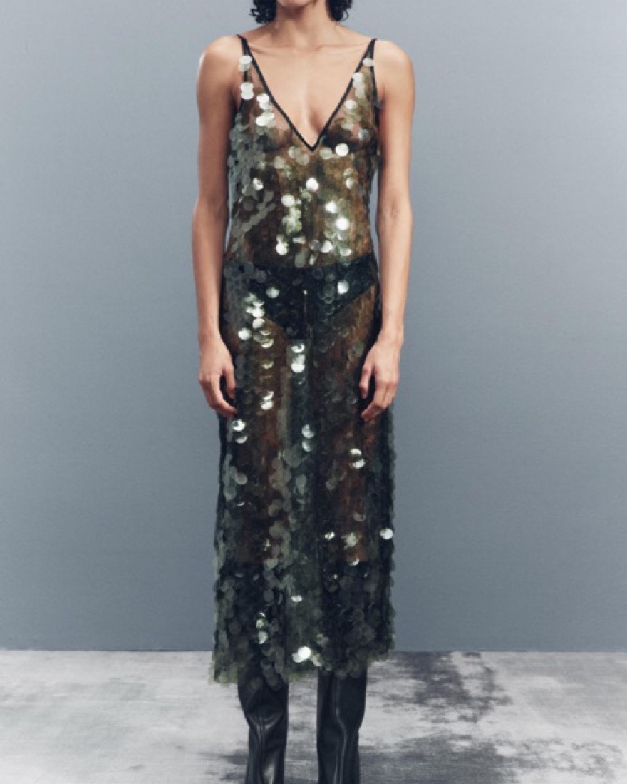 Sequin Zara Midi Dress by Zara - Pickle